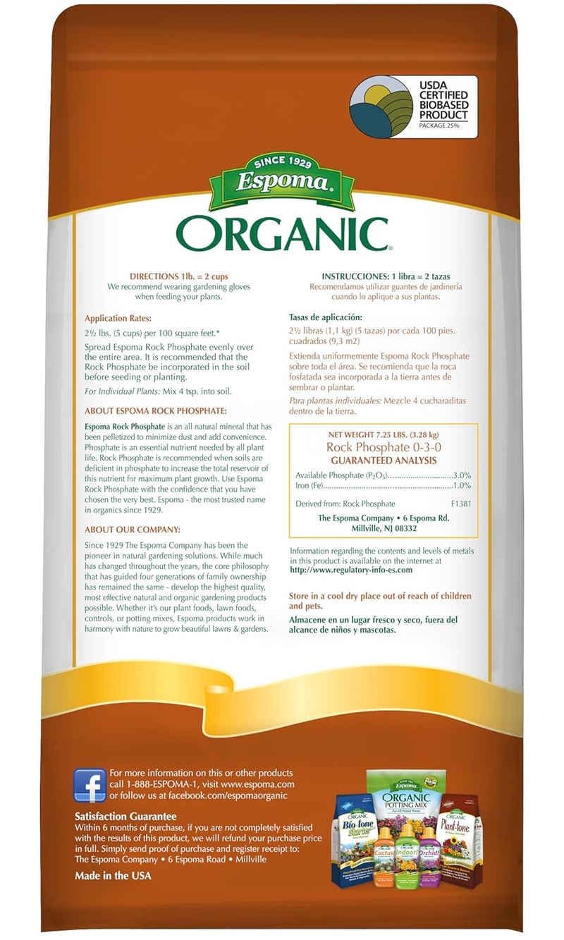 Espoma Organic Rock Phosphate Fertilizer - 7.25 lb All Natural Plant Food for Flowering Plants - Image 2
